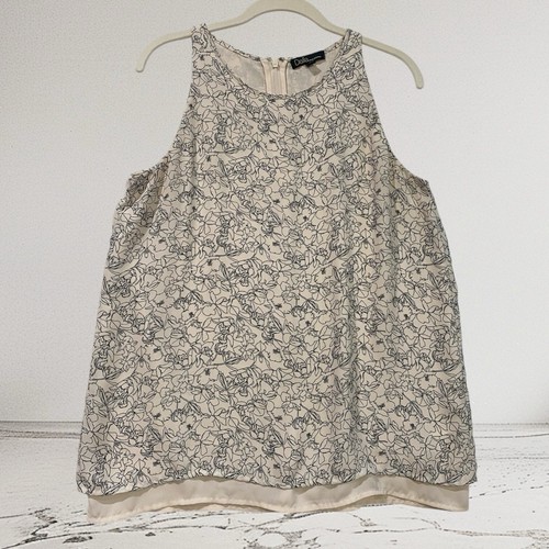 Dalia Top Women’s Medium Sleeveless Floral Split Back Swing Flowy Layered - Picture 2 of 21