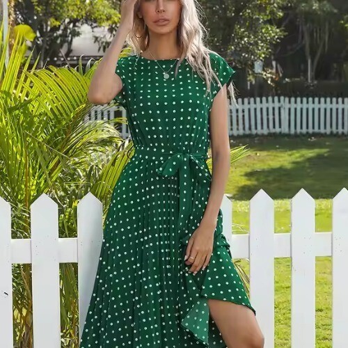 Vestido informal plisado a lunares de verano para mujer de venta caliente