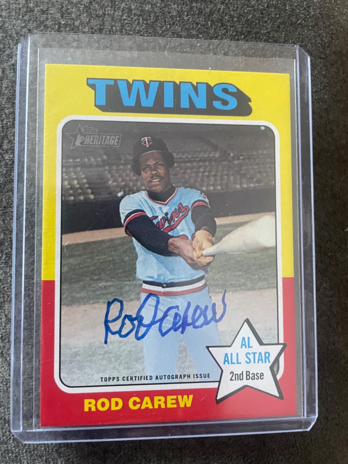 2024 Topps Heritage Rod Carew Real One On Card Auto Blue Ink Minnesota Twins