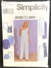 8763 Simplicity Easy Sew Misses Tunic Top Pants Shorts Skirt Sz 12 14 16 Pattern