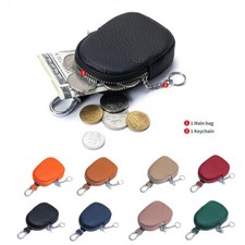 Genuine Leather Coin Wallet Small Change Purse w/Key Ring Mini Storage Bag Pouch