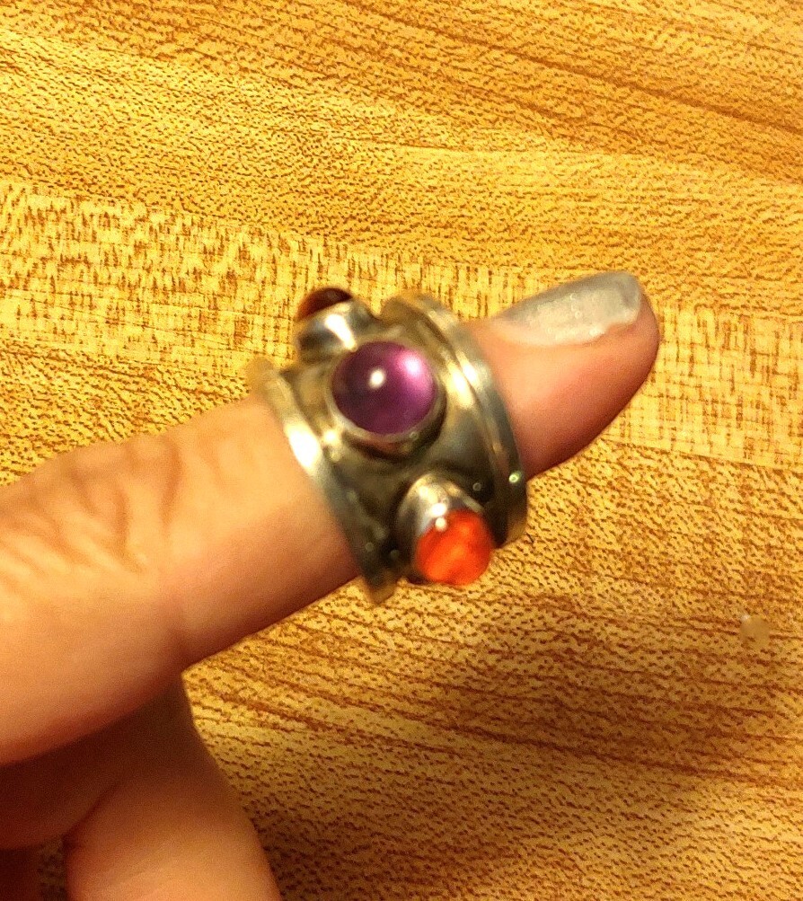 Unique Sterling Silver Ring set with Amethyst, Am… - image 13