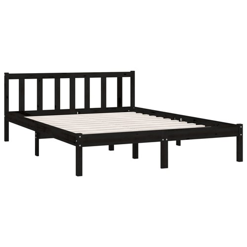Bed Frame Black Solid Wood Pine 150x200 5FT King Size V3C5 - Picture 3 of 9