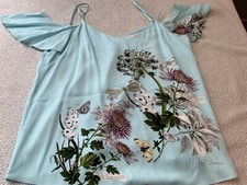 Oasis Natural History Museum Light Blue Floral Cami Top - Size 12