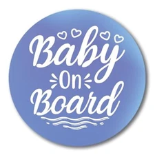 Magnet Me Up Blue and White Baby On Board Magnet Decal, 5 inch Round, for Car
