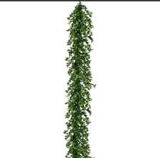 Fraser Hill Farm Boxwood Garland 9’ UNLIT for Home Christmas Or Event Decor