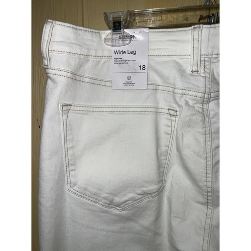 Sonoma Jeans Damen 22W Wide Leg White Denim Fray Raw Hems High Rise Button Fly - Bild 5 von 12