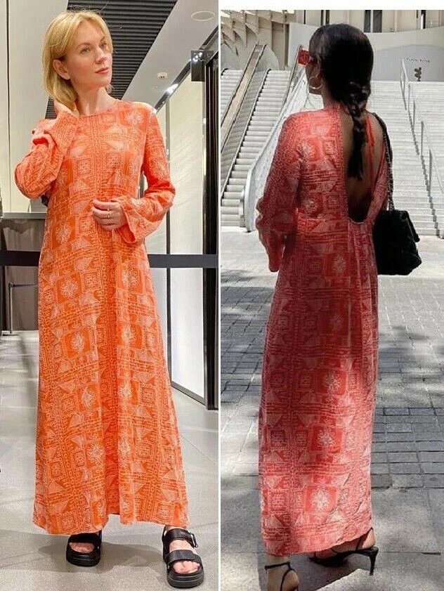 Orange open on sale back dress zara