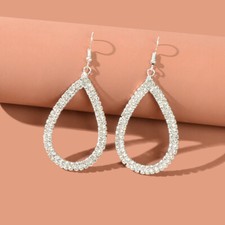 Shinning Full Rhinestone Water Drop Earrings Luxury Wedding Birdal Prom Jewelry