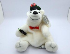 1997 Collectible Coca Cola Bean Bag Plush Polar Bear in Drivers Cap  0140