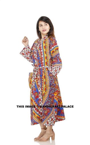 Mandala Kimono Wedding Gown Cotton Night Gown Sleepwear Women Long Night dress - Picture 24 of 77