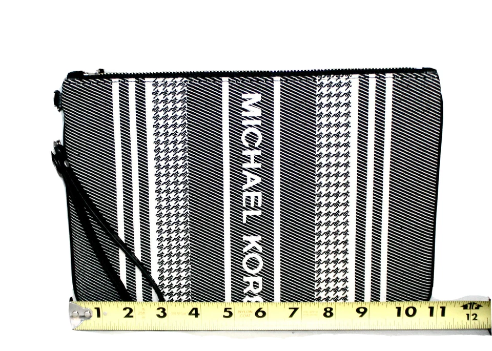 MICHAEL KORS Jet Set Grande Cremallera Bolsa Muñequera Negro Blanco Rayas 32F1SJ6M3J Foto 3 de 4