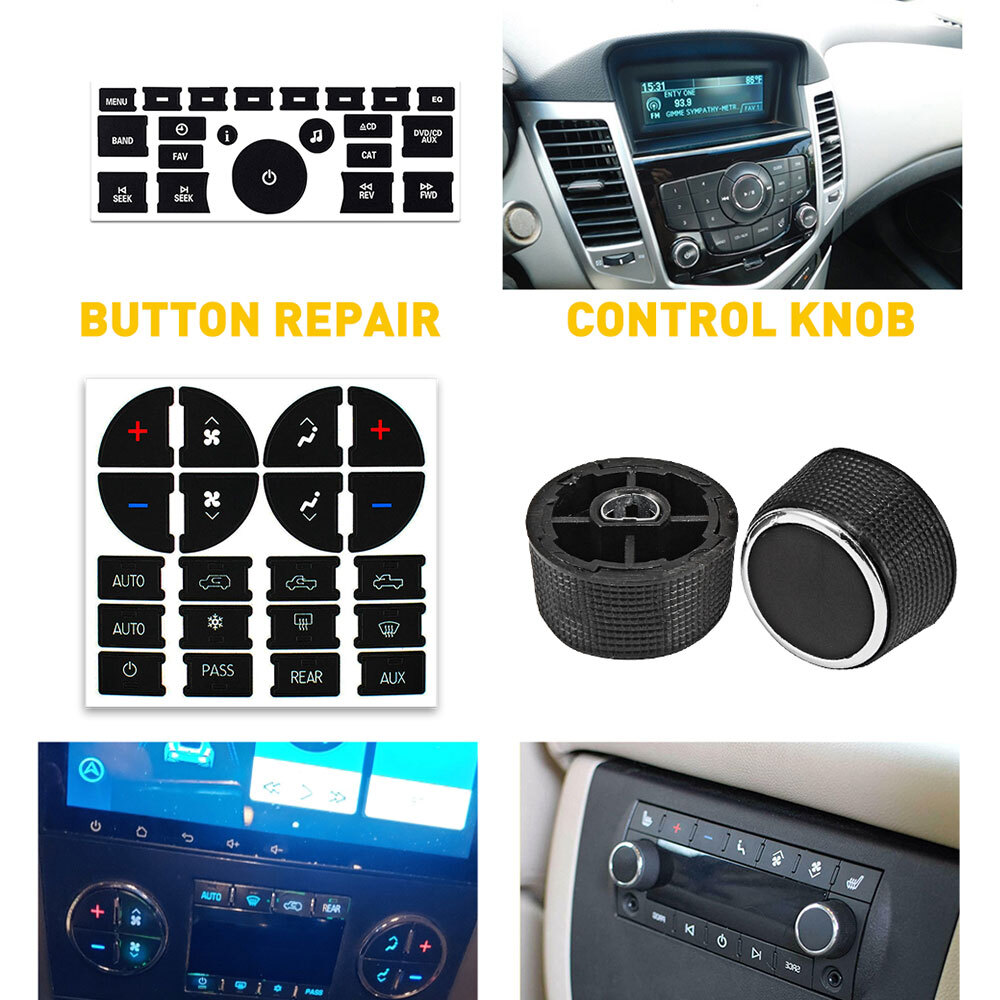 Rear Radio Volume Control A/C Knob+Radio+ Climate Button Control Stickers US