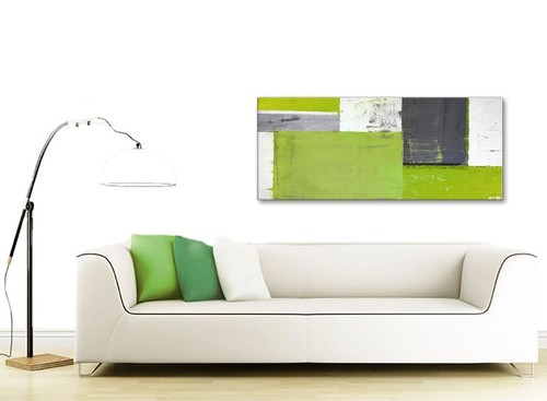 Limettengrün Grau Abstraktes Gemälde Leinwand Wandbild Bild - 120 cm Breit - 1339 - Bild 2 von 4