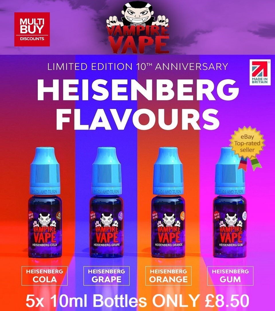 heisenberg vape juice flavors VAMPIRE e-liquid LTD EDITION - 5x 10ml Bottles ⭐LIMITED STOCK⭐ Flavour:Peach Mango/Tropical Punch Ice/Triple Mango/Pineapple Ice Brand_Allo Vapor Melt Packman V1 2ML