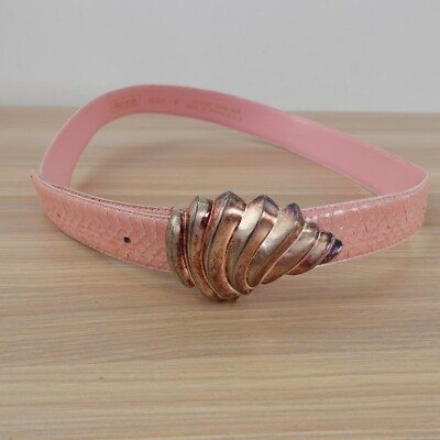 Vintage Snakeskin Women Belt Medium Pink Exotic Leather  display picture 3