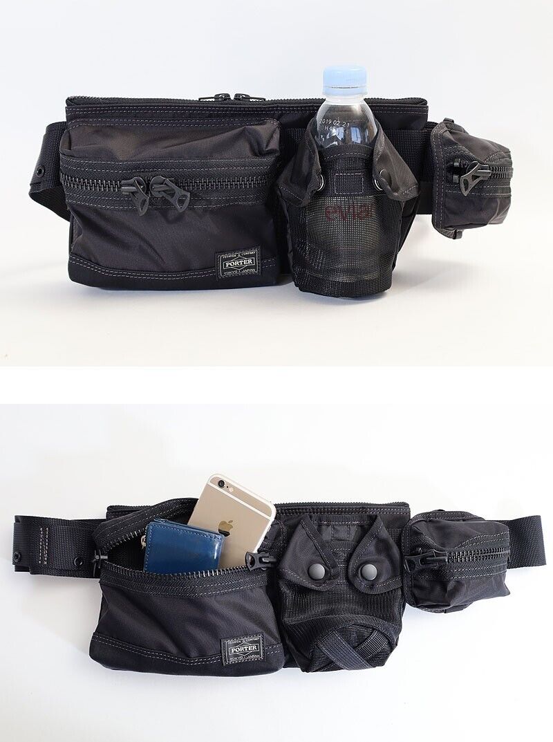 PORTER ALL WAIST BAG with POUCHES 502-05961 Black Beige 2 PORTER ALL WAIST BAG with POUCHES 502-05961 Black Beige 2