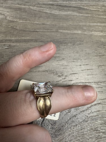 Bague moissanite vintage or 10 carats fiançailles mariage femme taille 8 poubelle E - Photo 2/2