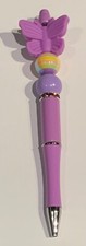 Beaded Pen  Purple Butterfly  , Black ink, Free Extra Ink Refill