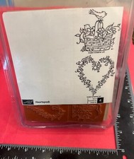 BARELY USED Stampin Up Heartspeak Wood Mounted Rubber Stamp Set Friend Love