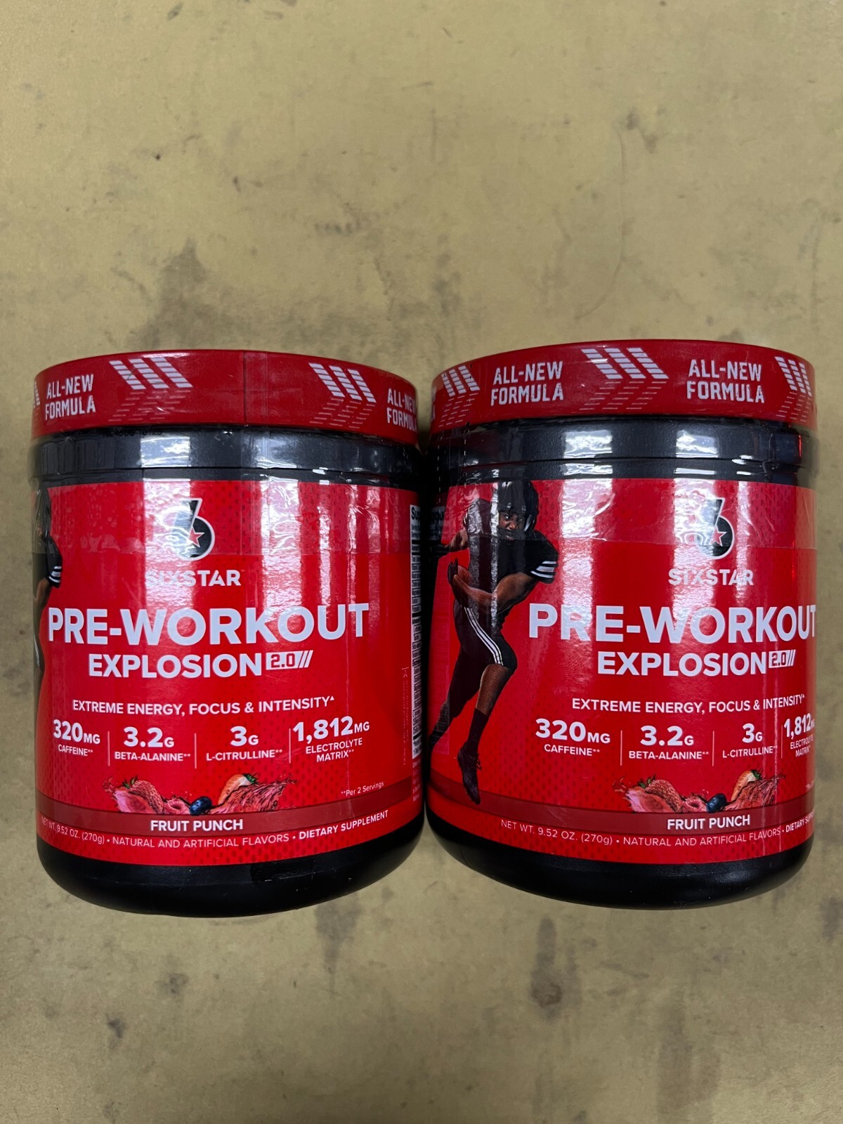 2 New Six Star PreWorkout Explosion 2.0 Fruit Punch 9.52oz Each Ex
