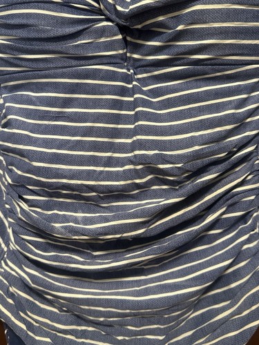 Nip Tuck Swim One Piece Bathing Suit Womens 6 Blue White Striped Ruched Nautical - Picture 3 of 5