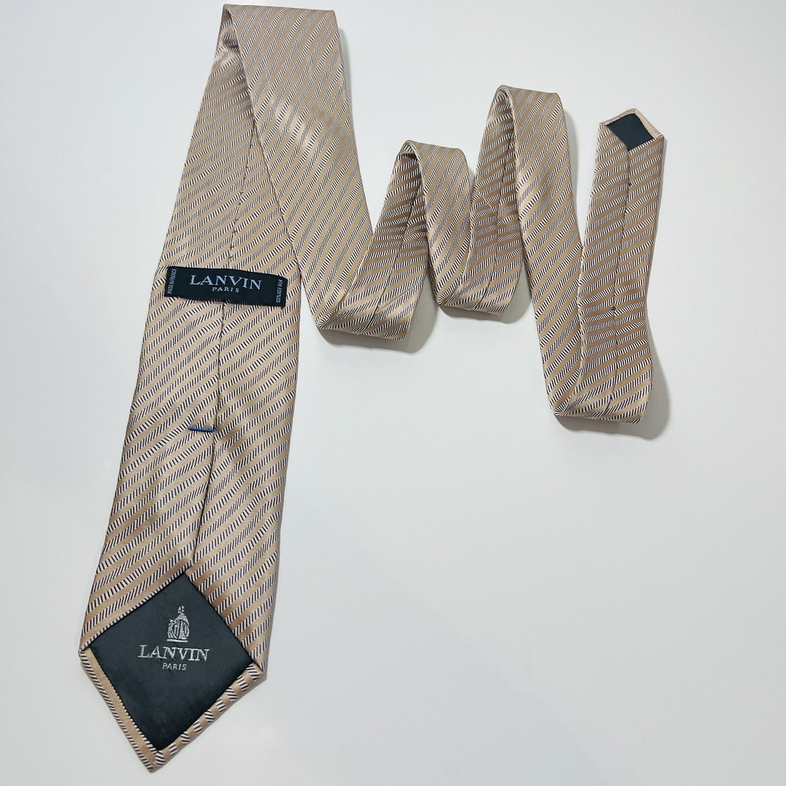 LANVIN Paris Modern/Recent Tan,Brown&Gray Striped… - image 7