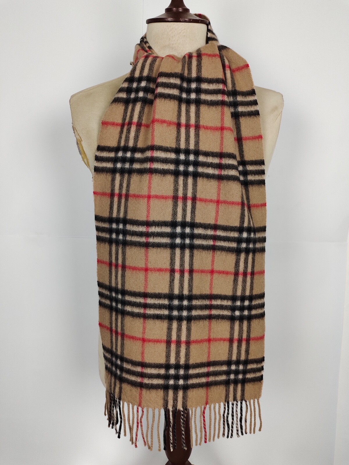 Bufanda de invierno Burberry genuina vintage a cuadros Nova camel 100 % cachemir