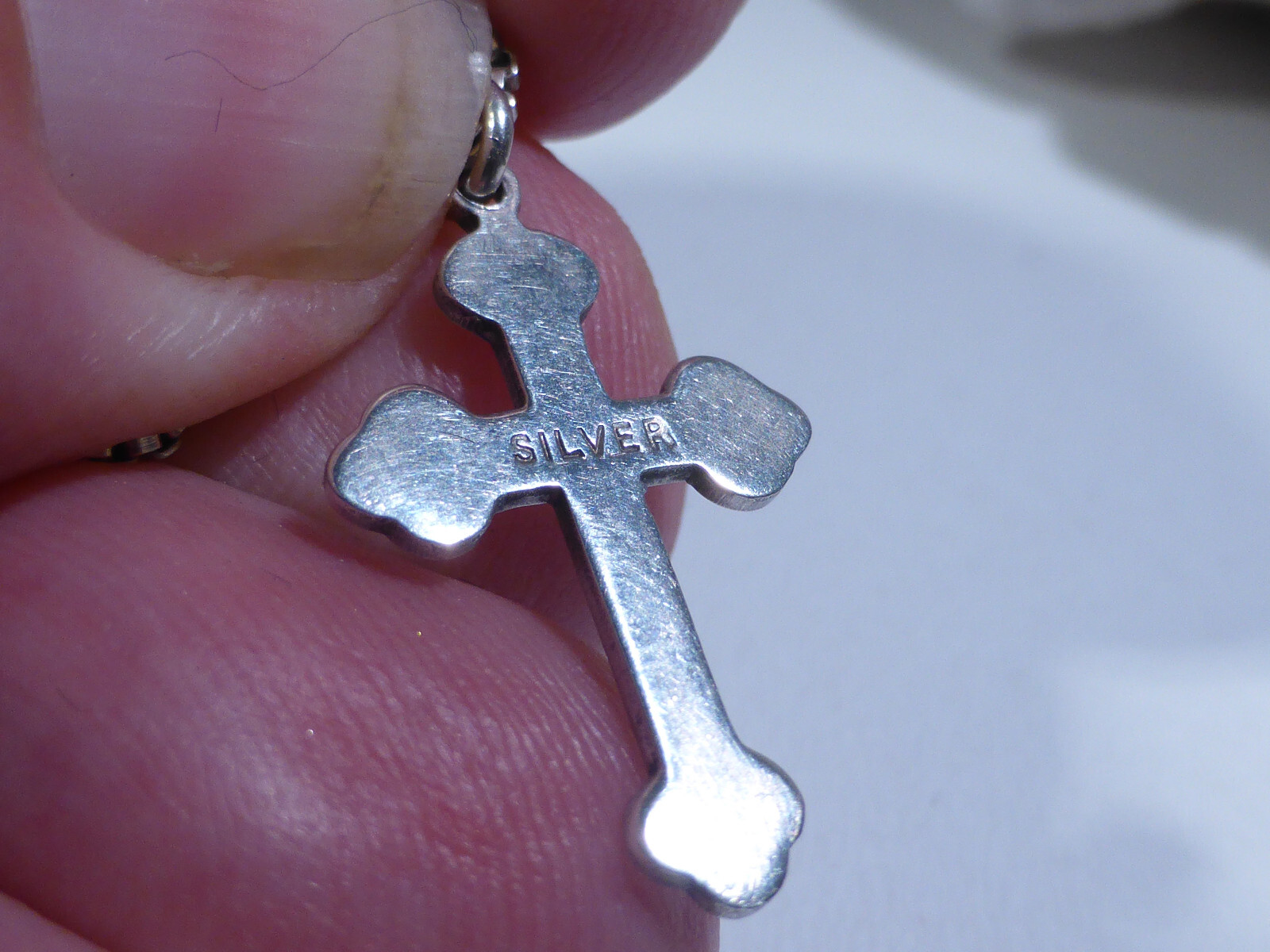 Solid Silver Cross Pendant Necklace Box Chain 39.… - image 5