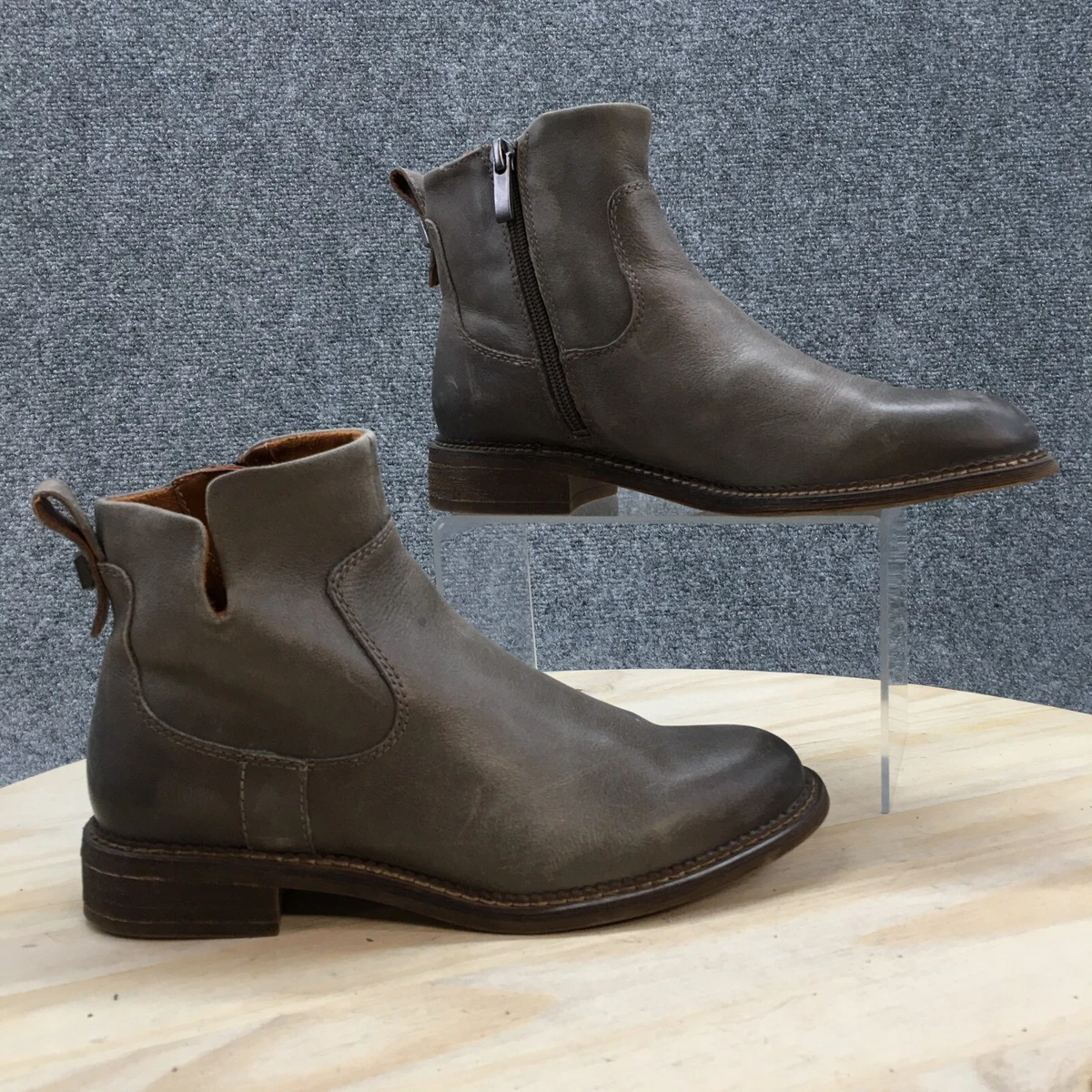 Franco Sarto Boots Womens 6.5 M Hoda Ankle Booties Gray Leather Round Toe  Zip Up | eBay