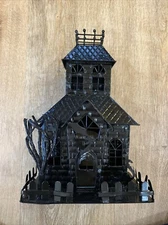 Black Halloween Haunted House Tea Light Candle Holder 