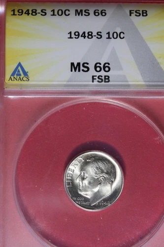 1948 S- ANACS 10C MS66 FSB ROOSEVELT DIME #B48450