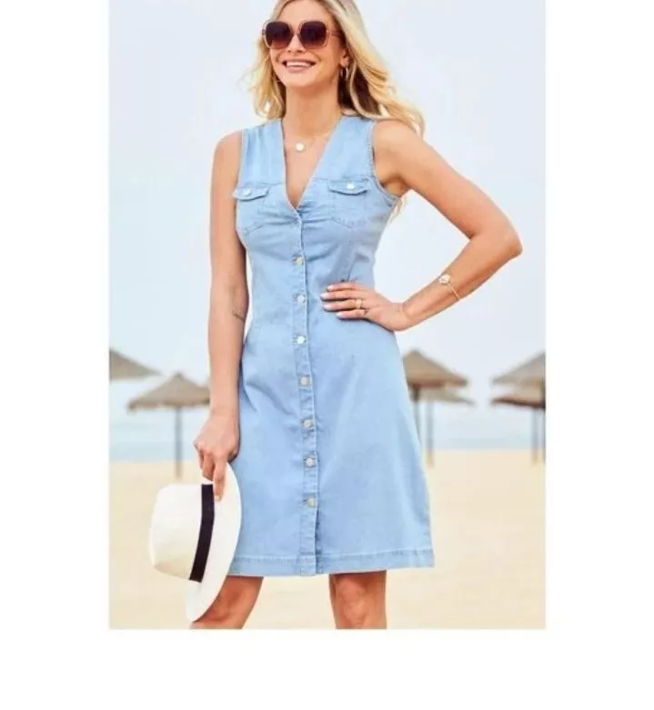 Light wash top denim dress