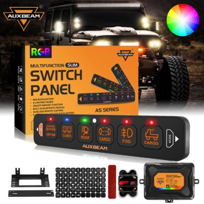 For Jeep JK AUXBEAM AS-R60 6 Gang RGB LED Switch Panel Toggle ...
