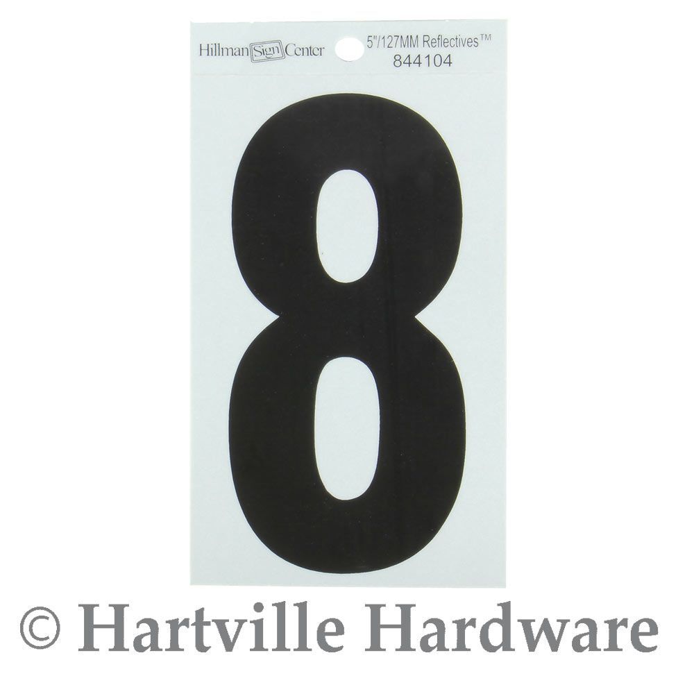 Hillman 5-In. Black & Silver Reflective Adhesive House Number 8 844104