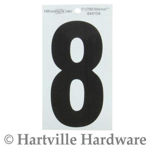 Hillman 5-In. Black & Silver Reflective Adhesive House Number 8 844104
