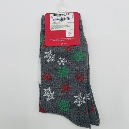 Charter Club Womens Sock Size 9-11 Christmas Holiday Crew Socks Santa Claus Gray - Picture 2 of 3