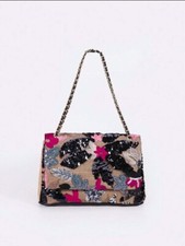 Sequin Embroidered Chain Bag Stylish Floral Crossbody for Party, Holidays