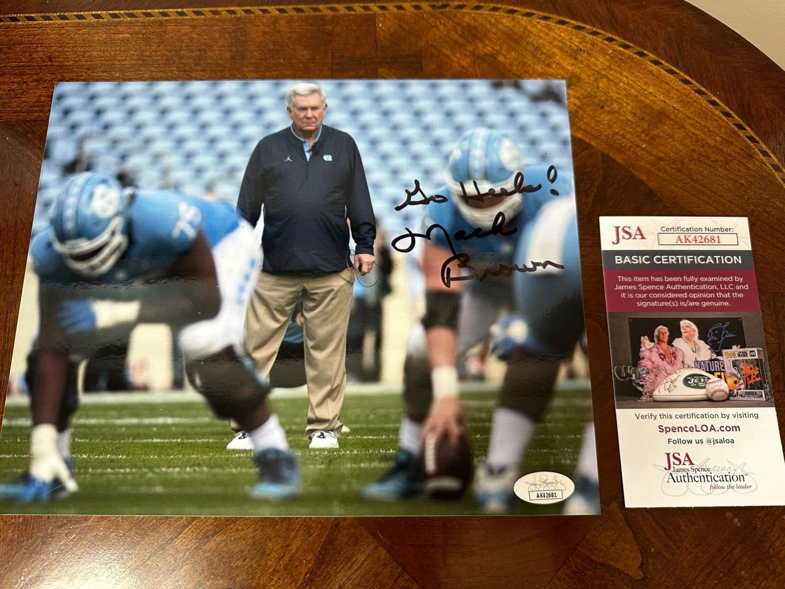 Mack Brown Autographed Signed North Carolina Tar Heels Coach 8x10 Photo JSA COA 