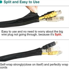 5M Braided Wire Cable Sleeve Nylon Cord Protect Split Pipe cable Organizer Black