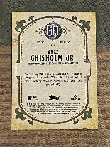 2022 Topps Gypsy Queen Jazz Chisholm Jr. Miami Marlins #37 - Picture 2 of 2