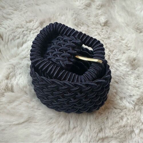 Vintage Liz Claiborne 90s Woven Cord Braided Belt Navy Size Large - Picture 3 of 8