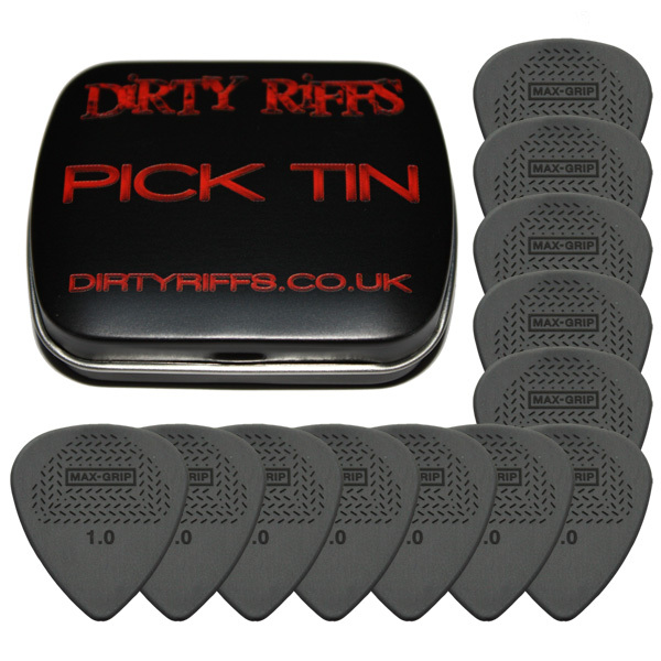 12 x Dunlop Max Grip Standard Guitar Picks / Plectrums - 1.00mm In A Pick Tin
