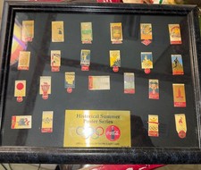 Framed 1996 Coca-Cola Historical Summer Games Poster Series Olympic Pin Set