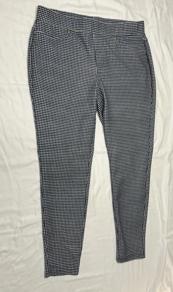 Michael Kors Crop Pants  Women Size XL Stretch Skinny Black White Check - Image 2 of 4