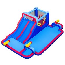Inflatable Water Slide Park with Double Slides, Splash Pool, Jumping Area