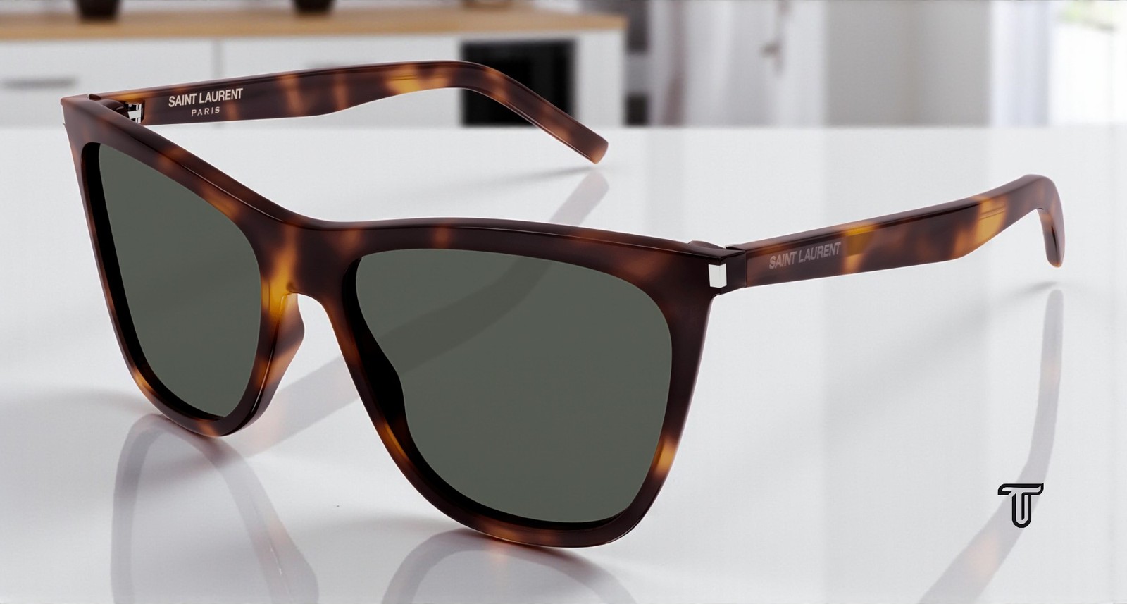 Occhiali da sole donna SAINT LAURENT SL 526 002 occhio di gatto acetato verde avana 58 mm