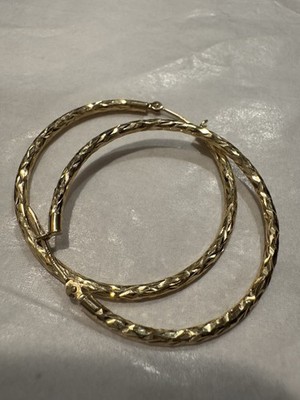 Echte massive 14K Gold Diamantschliff Creolen 1,5'' 1,6g 14K Lot gestempelt