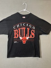 VTG 90s Chicago Bulls T Adult XL Black NBA Hanes Single Stitch