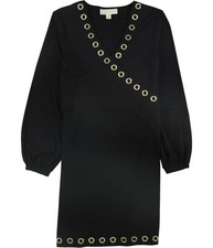 Michael Kors Womens Grommet Detail A-line Dress, Black, Petite, PM